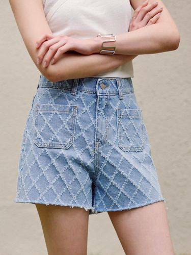 Secret-Band Diamond Tweed Denim Shorts - JUARR - Modalova