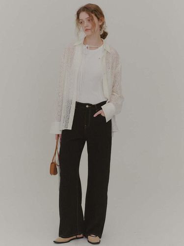 Stitch Point Pleats Pants_Black - PLAC - Modalova