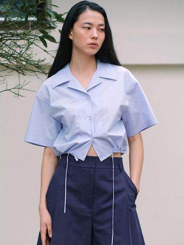 Crop String Shirts Blouse_Sky Blue - kuho plus - Modalova