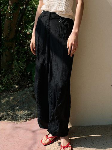 Crinkle Textured Summer Pants_Black - kuho plus - Modalova