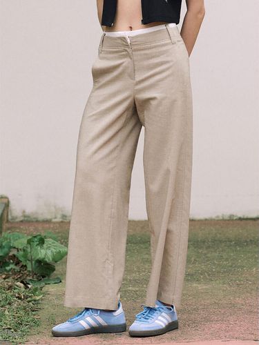 Waist Layered Straight Pants_Khaki - kuho plus - Modalova