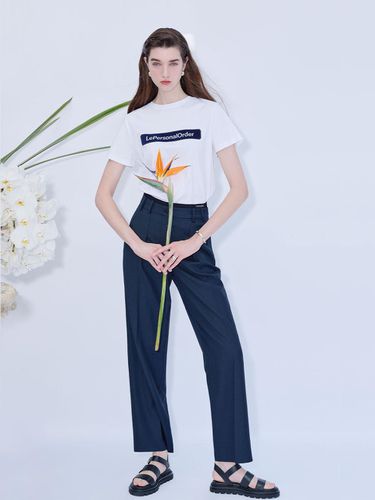 Waist Trimming Tucked Trousers_Dark Navy - LePersonalOrder - Modalova