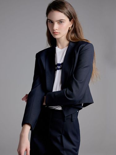 Double Breasted Crop Wool Blazer - LePersonalOrder - Modalova