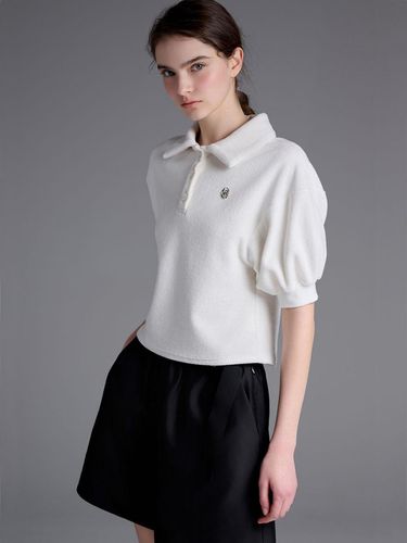 Puff sleeve terry top_white - LePersonalOrder - Modalova