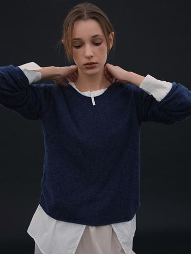 Wool round pullover MELANGE NAVY - The Raust - Modalova