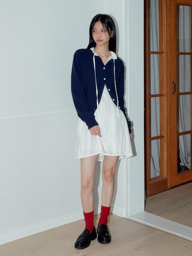 LOGO PLAIN CARDIGAN (NAVY) - margarin fingers - Modalova