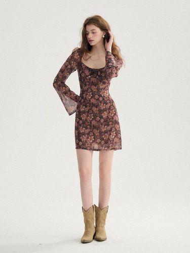 Red Brown Round Mini Dress - Sincethen - Modalova