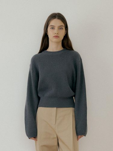 BACK OPEN WOOL KNITWEAR - Gray - THE PENNY - Modalova