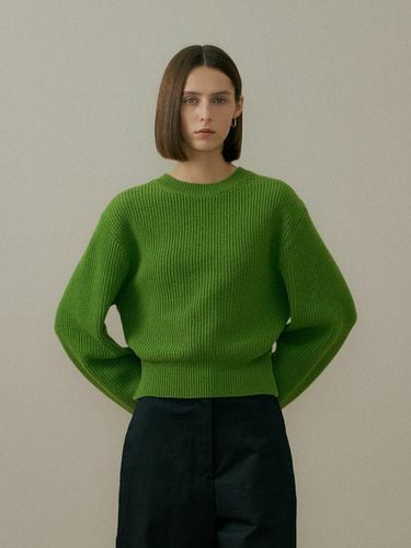 BACK OPEN WOOL KNITWEAR - Green - THE PENNY - Modalova