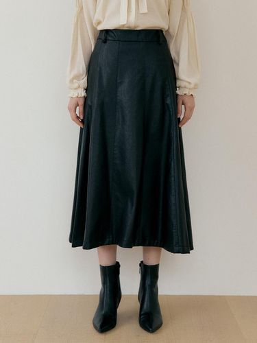 LEATHER LONG SKIRT - Black - THE PENNY - Modalova