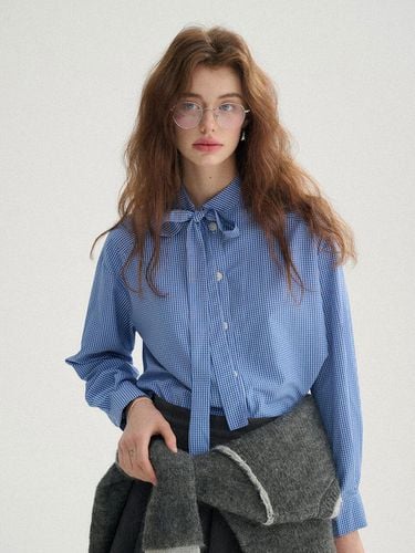 Blue Ribbon Checkered Blouse - Sincethen - Modalova