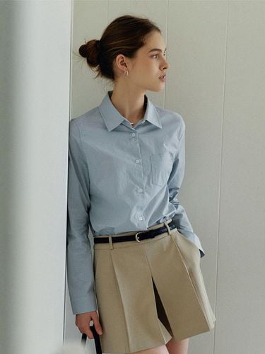 Minimal Slim Fit Shirt - Sky Blue - LOEIL - Modalova