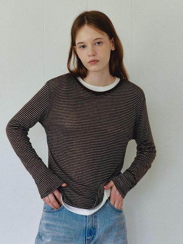 Loose fit stripe wool T-shirt - LOEIL - Modalova