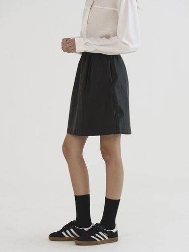 Vegan Leather Banded Skirt Black - Tillber - Modalova