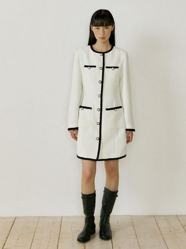 Tweed Jacket Dress (White) - Lucirzu - Modalova