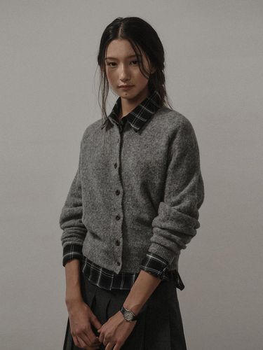 BOUCLE ALPACA KNIT CARDIGAN_GRAY - SAGEMENT - Modalova