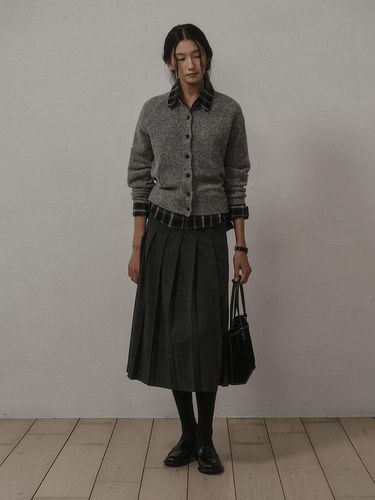 NEW WOOL PLEATS SKIRT (BELT SET)_Charcoal - SAGEMENT - Modalova