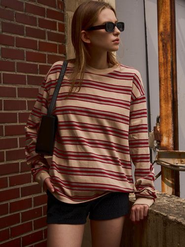 OVERSIZE STRIPE T-SHIRT_BEIGE - SIGREAT - Modalova