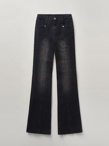 Washed-out bootcut denim pants [] - HELENE PARIS - Modalova