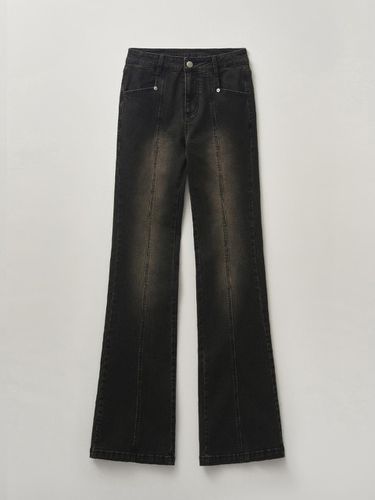 Washed-out bootcut denim pants [] - HELENE PARIS - Modalova