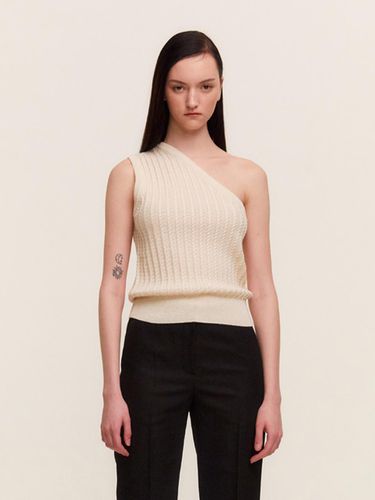 Twisted one-shoulder cotton knit top - LIE MEQUE - Modalova