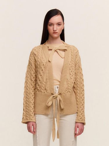 Top and bottom Two Way Cotton Knit Cardigan Beige - LIE MEQUE - Modalova