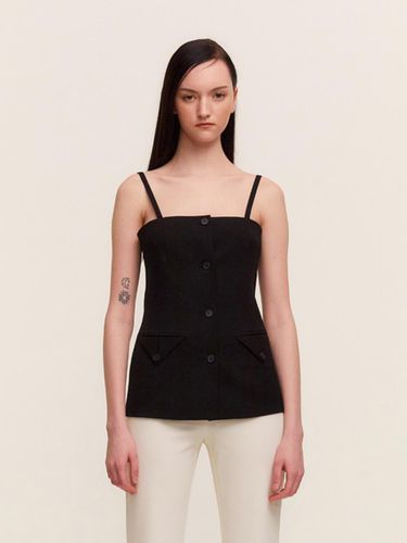 Black Twill button Vest Black - LIE MEQUE - Modalova