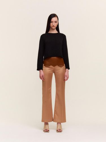 Leather Satin Mix Pants Beige - LIE MEQUE - Modalova