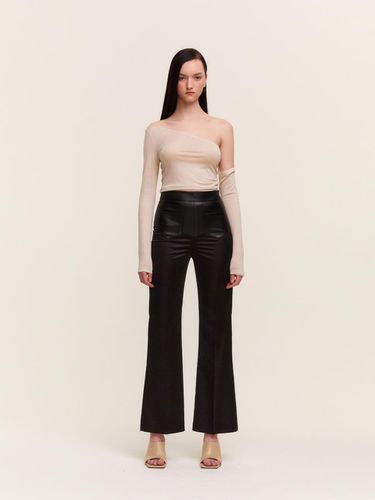 Leather Satin Mix Pants Black - LIE MEQUE - Modalova