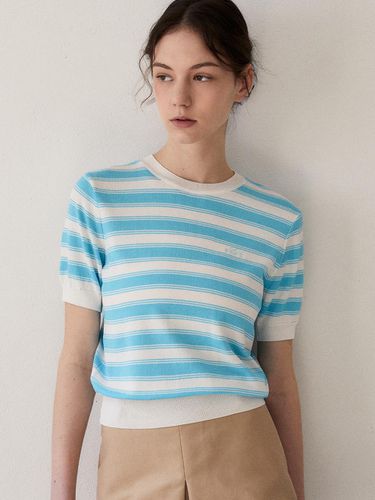 MIXED STRIPE HALF SLEEVE KNIT_AQUA - ITER - Modalova