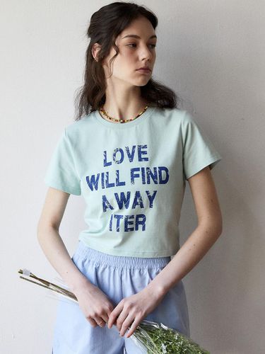 VINTAGE PRINTED LOVE CROP T-SHIRT_GREEN NAVY - ITER - Modalova