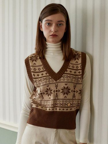 Nordic Snowflower Vest_Brown - ITER - Modalova