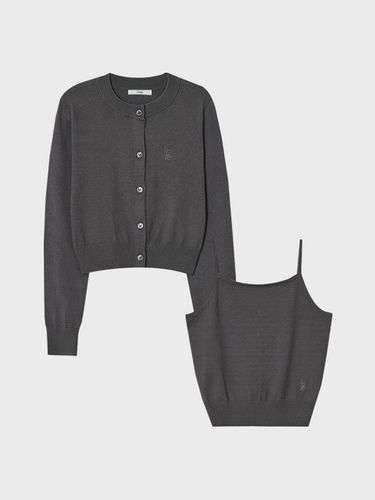 Sweet Round Neck Crop Cardigan SET_Charcoal - ITER - Modalova