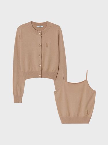 Sweet Round Neck Crop Cardigan SET_Camel - ITER - Modalova