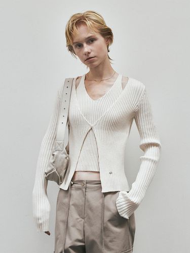 Cut Out Ribbed One Button Cardigan - Neev - Modalova