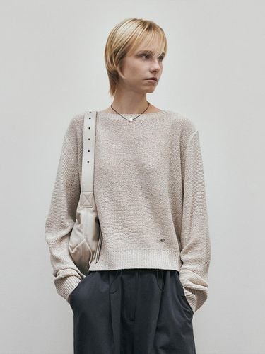 Ribbed Boat Neck Boucle Knit () - Neev - Modalova