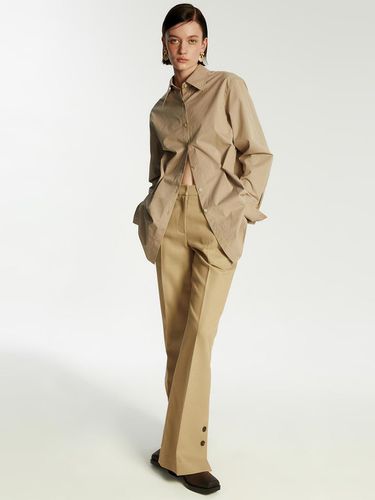 Bootcut twill button pants beige - LIE MEQUE - Modalova