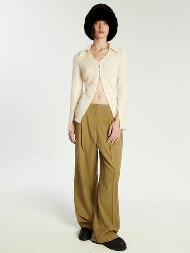 Wool wide BANDING slacks beige - LIE MEQUE - Modalova