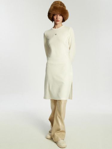 Wing Logo Slit Knit Dress beige - LIE MEQUE - Modalova