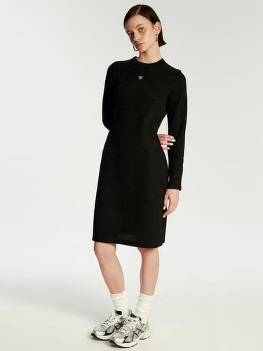 Wing Logo Slit Knit Dress Black - LIE MEQUE - Modalova