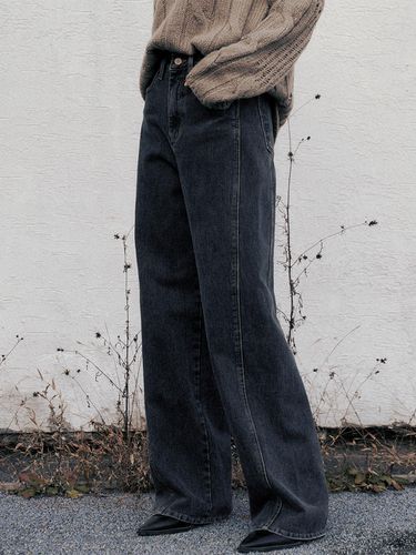 Line Point Vintage Washing Wide Denim Pants ( - Neev - Modalova