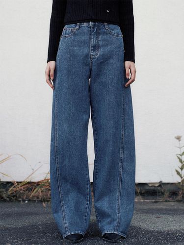 Line Point Vintage Washing Wide Denim Pants () - Neev - Modalova