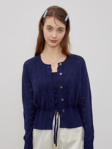 String punching cardigan_Navy - ITER - Modalova