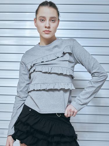 Silket frill tee Gray - mutual - Modalova