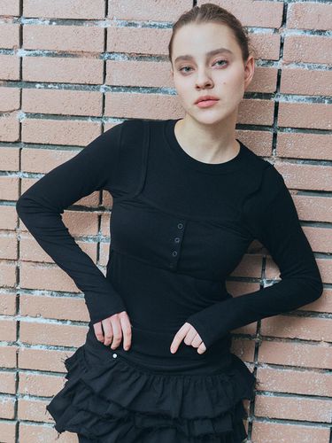 Bra top layered tee Black - mutual - Modalova