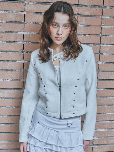 Rivet tweed jacket White - mutual - Modalova