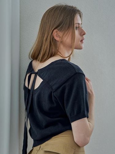 Back hole ribbon knit Navy - mutual - Modalova