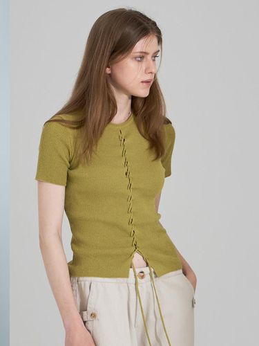 Lace up rib knit Green - mutual - Modalova