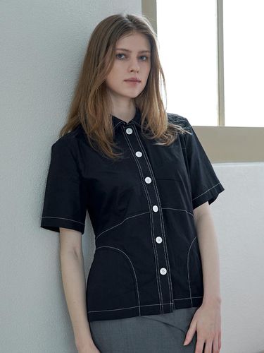 Stitched line shirts blouse Navy - mutual - Modalova