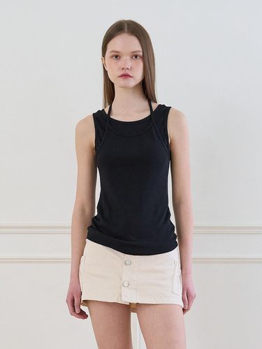 Halterneck layered sleeveless BLACK - mutual - Modalova